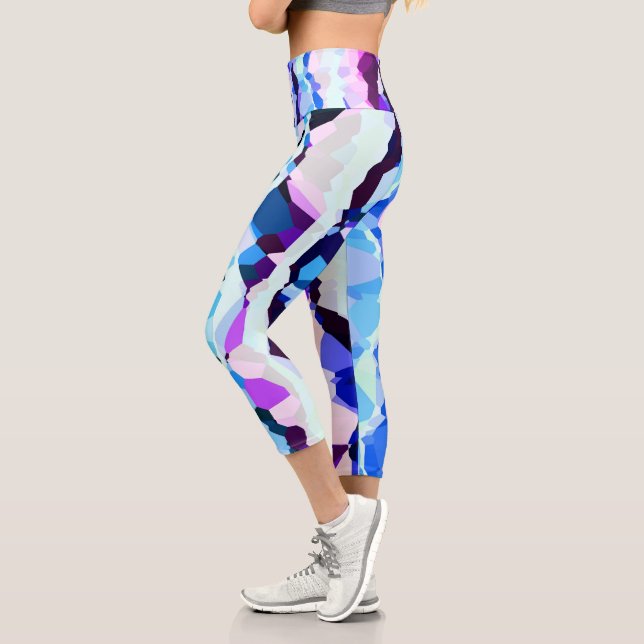 Leggings Capri Bleu, rose et bleu Abstrait (Gauche)