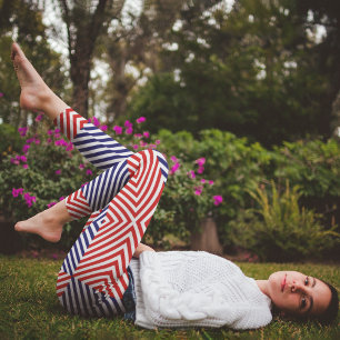 Leggings Capri Bleu rouge diagonal