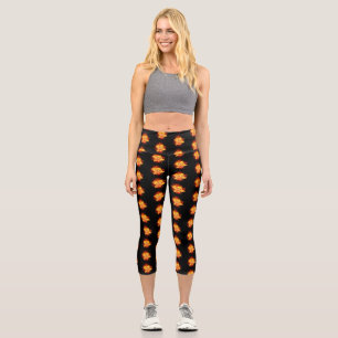 Leggings Capri Blooming Fire Rose