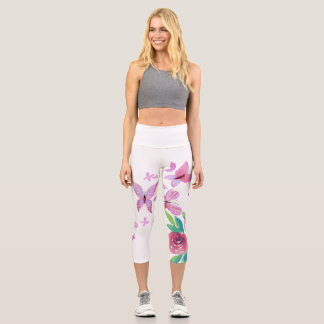 Leggings Capri Blossom éternel : Roses radieux en fleur