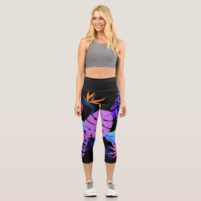 Leggings Capri Blue Banana Bunch Forêt tropicale (Recto)