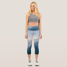 Blue Misty Mountains Abstrait Haute taille Capris
