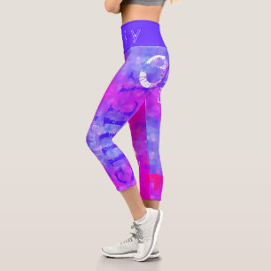 Leggings Capri Blue Rose nom personnalisé 5 Lettres Capri