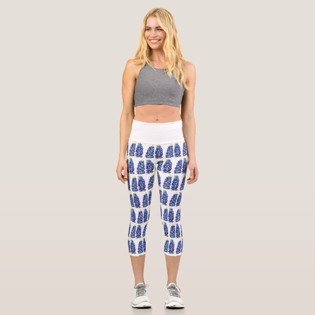 Leggings Capri Bluebonnets Texas Flowers Fleur sauvage Aquarelle (Recto)