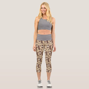 Leggings Capri Boho Tribal Brun Plumes Ethnique Indiens