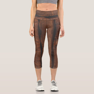 Leggings Capri Bois vieux brun foncé rustique