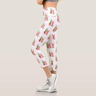 Leggings Capri Boisson fraise fraîche Jambes amusantes