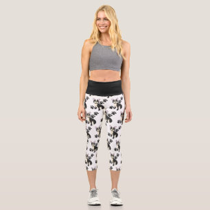 Leggings Capri Boston Terrier Capris en blanc et noir