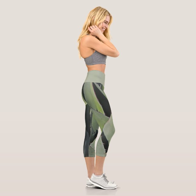 Leggings Capri Botanique Feuille d'Agave Photo Plante du désert (Droite)