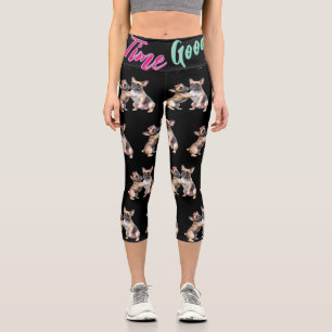 Leggings Capri Bouledogue français amoureux Saint-Valentin