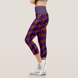 Leggings Capri Bouledogues français avec cœur French Bulldog