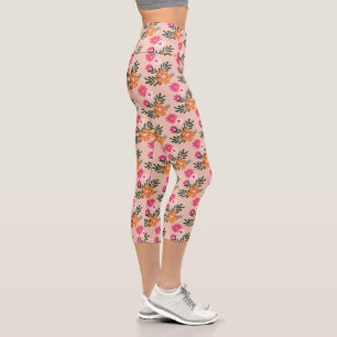 Leggings Capri Bouquet Fleur Été Rose