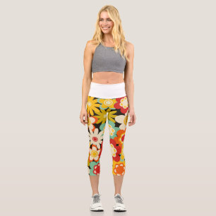 Leggings Capri Bright Coloré Retro mignon motif floral
