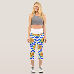 Leggings Capri Broderie florale de tournesol