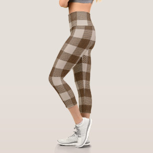 Leggings Capri Buffalo Plaid Brown et beige belle