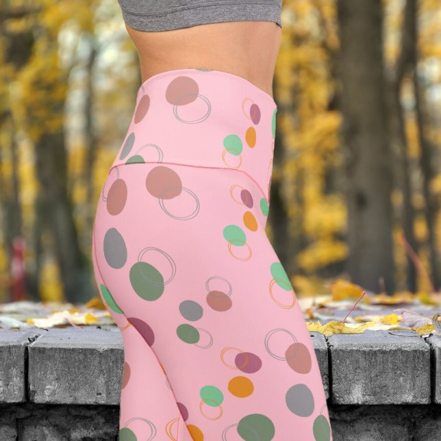 Leggings Capri Bulles roses colorées Motif Yoga (Bubbly Bubbles on Bubble Gum Capri Leggings)