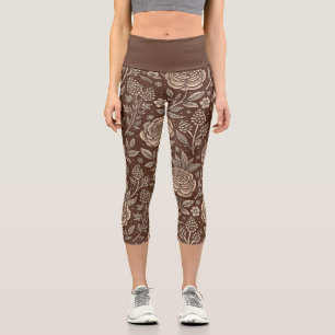 Leggings Capri Café Rose à motifs floraux sauvages