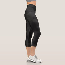 Leggings Capri Camo élégant Noir foncé profond Tons Charbon Moder
