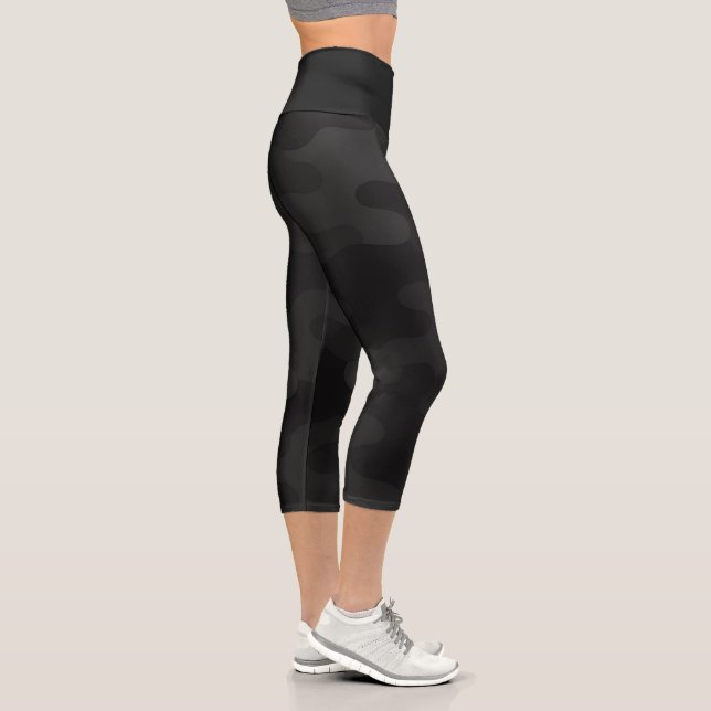 Leggings Capri Camo élégant Noir foncé profond Tons Charbon Moder (Droite)
