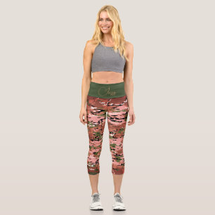 Leggings Capri Camo Vert Ambre Brûlé Personnalisé