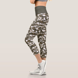 Leggings Capri Camouflage blanc et vert mignon