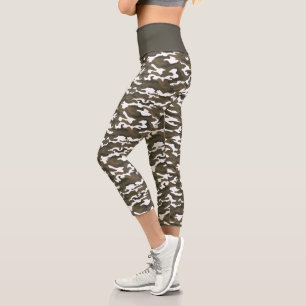 Leggings Capri Camouflage blanc et vert mignon