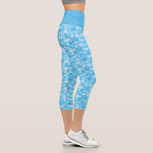 Leggings Capri Camouflage bleu bébé Capris haut taille