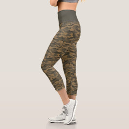 Leggings Capri Camouflage Camo Brown Cute Tan
