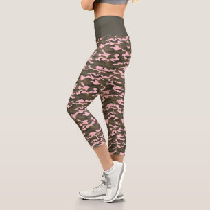 Leggings Capri Camouflage en camo rose bonbon