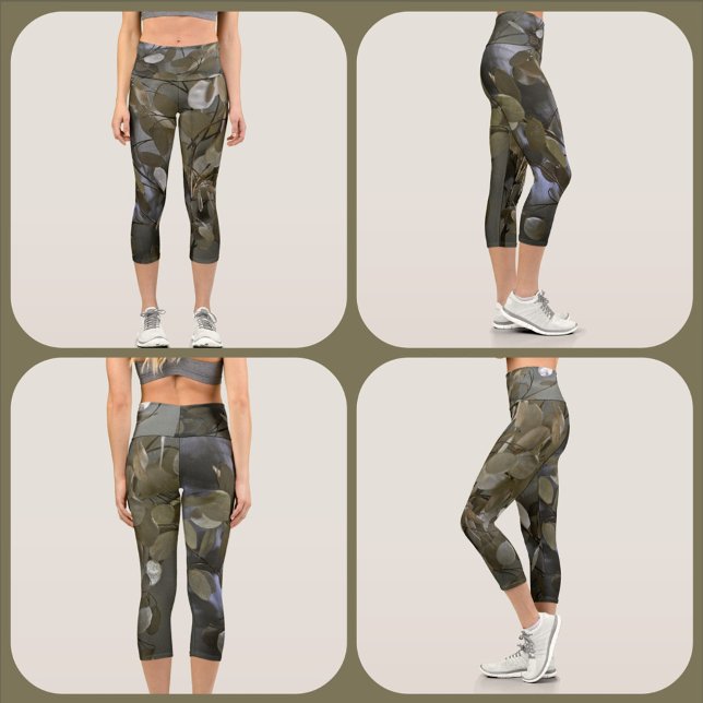 Leggings Capri Camouflage féminin vert et gris (Créateur téléchargé)