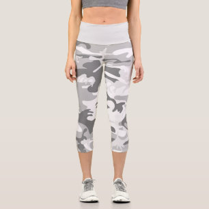 Leggings Capri Camouflage gris neige d'hiver, Militaire, Armée