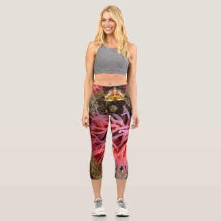 Leggings Capri Capri à haute taille d'anémone rose