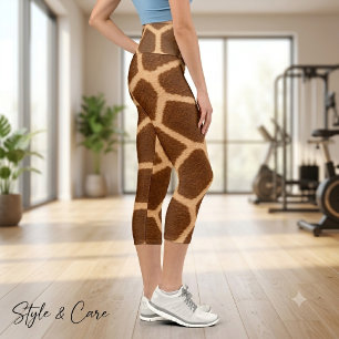 Leggings Capri Capri élégant et doux à motif de girafe accrocheur