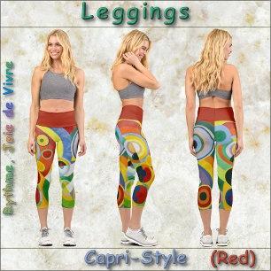 Leggings Capri CAPRI LEGGING STYLE - "Rythme" - Abstrait + Rouge