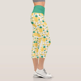 Leggings Capri Capris à haute taille d'ananas tropical