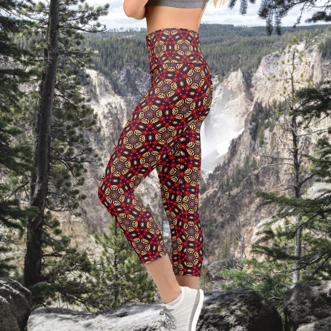 Leggings Capri Capris à motif de fleurs de cerisier ornementales (Créateur téléchargé)