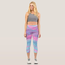 Capris Abstrait turquoise, Turquoise, Rose
