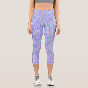 Leggings Capri Capris dans un petit Motif mauve pointillé