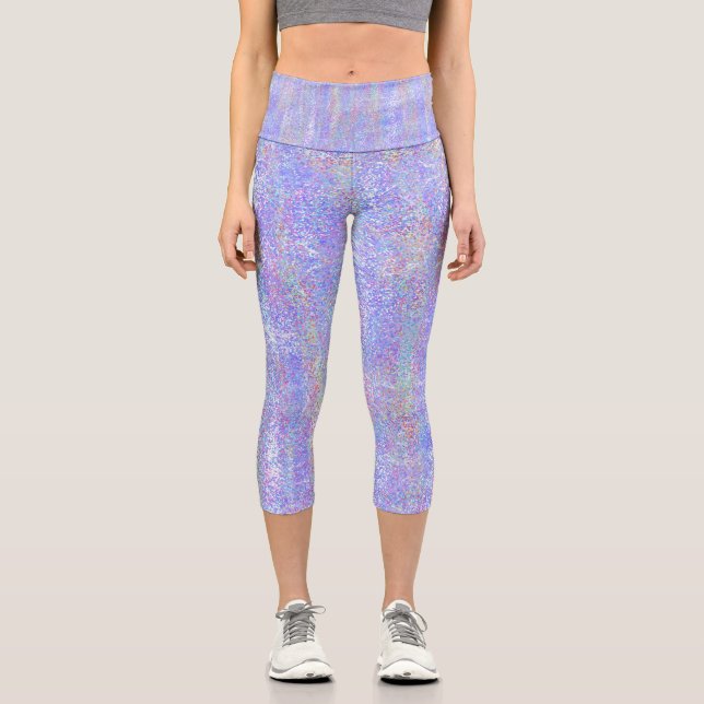 Leggings Capri Capris dans un petit Motif mauve pointillé (Recto)