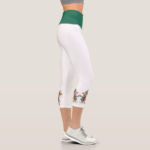 Leggings Capri Capris de yoga taille haute, Clown vert bas blanc