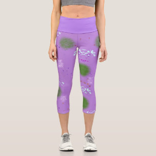 Leggings Capri Capris Green Puffs sur Purple