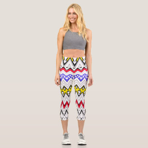 Leggings Capri Capris haut taille, Un motif classique de zigzag