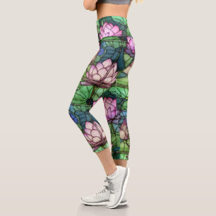 Leggings Capri Capris Haute Taille En Verre Trait Lotus