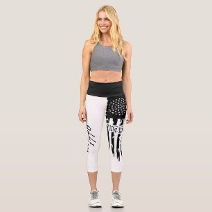 Leggings Capri Capris Noir et Blanc Haut taille Nous le peuple