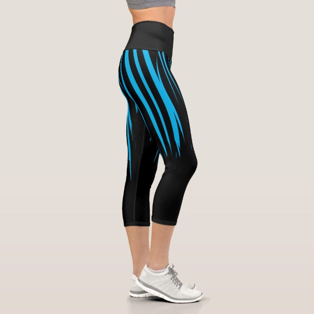 Leggings Capri Capris NOIR ET BLEU  (Droite)