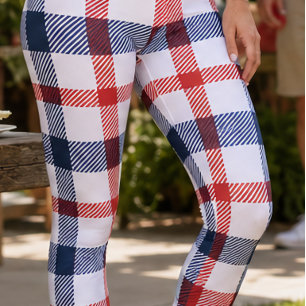 Leggings Capri Capris rouges, blancs et bleus personnalisés taill