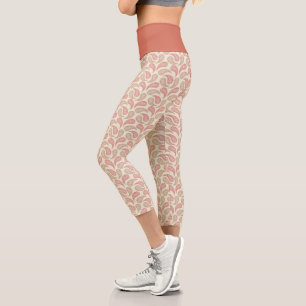 Leggings Capri Capris taille haute à motif paisley brique crème