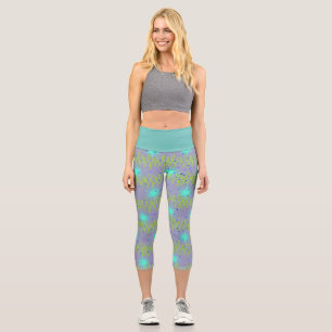 Leggings Capri Capris Turquoise et violet
