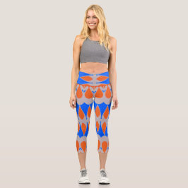 Leggings Capri Capris, Un design motif de tissu multicolore et te