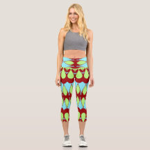 Capris, Un design motif de tissu multicolore et te